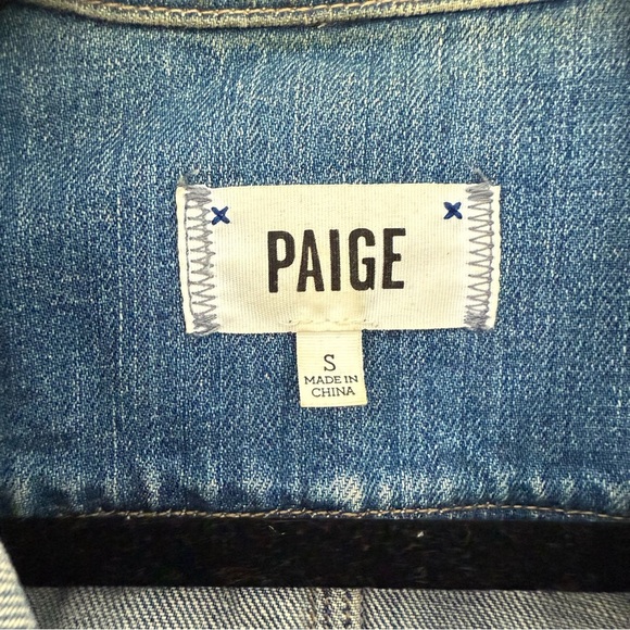 Paige light blue distressed denim jean jacket - Small - Picture 3 of 4
